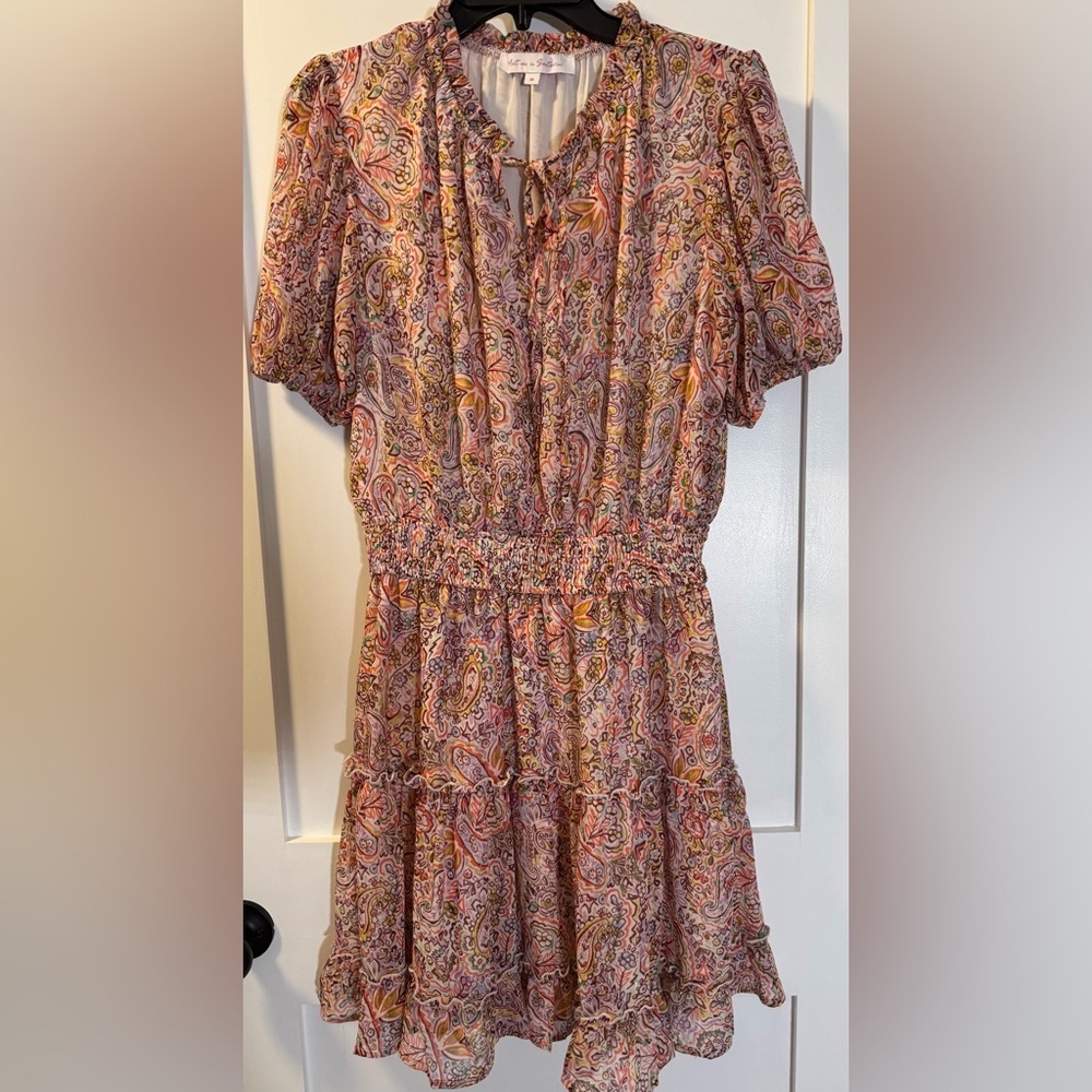 Meet Me In Santorini!!!  Midi Dress in Pink/Orange/Gold boho luxury
